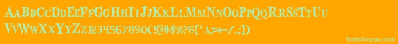 BloodCrowCondensed-Schriftart – Grüne Schriften auf orangefarbenem Hintergrund