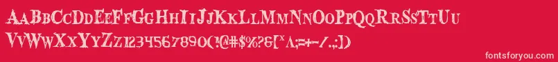 BloodCrowCondensed-fontti – vaaleanpunaiset fontit punaisella taustalla