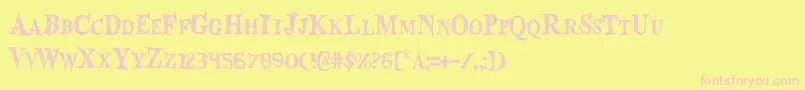 BloodCrowCondensed-fontti – vaaleanpunaiset fontit keltaisella taustalla