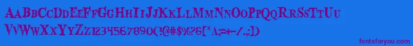 フォントBloodCrowCondensed – 紫色のフォント、青い背景