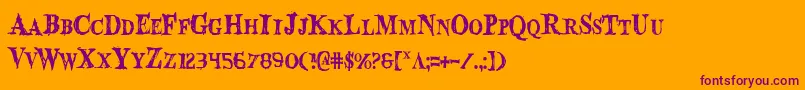 BloodCrowCondensed-Schriftart – Violette Schriften auf orangefarbenem Hintergrund