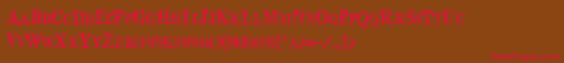 フォントBloodCrowCondensed – 赤い文字が茶色の背景にあります。