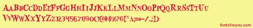 Fonte BloodCrowCondensed – fontes vermelhas em um fundo amarelo