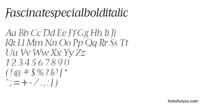 Czcionka Fascinatespecialbolditalic – alfabet, cyfry, specjalne znaki