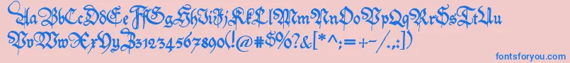 Friedolin-Schriftart – Blaue Schriften auf rosa Hintergrund