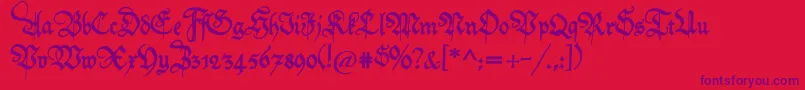 Friedolin-Schriftart – Violette Schriften auf rotem Hintergrund