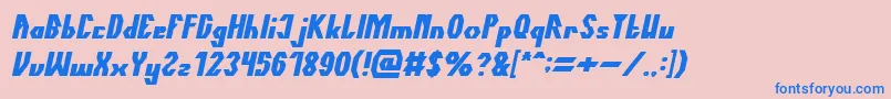 フォントTheQuickBoldItalic – ピンクの背景に青い文字