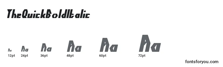 TheQuickBoldItalic Font Sizes