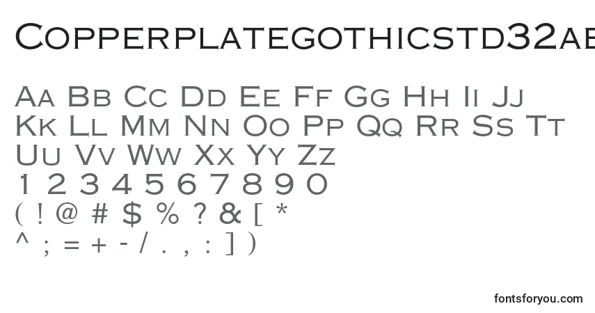 Шрифт Copperplategothicstd32ab – алфавит, цифры, специальные символы