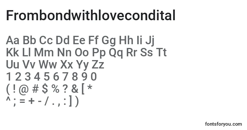 Czcionka Frombondwithlovecondital – alfabet, cyfry, specjalne znaki