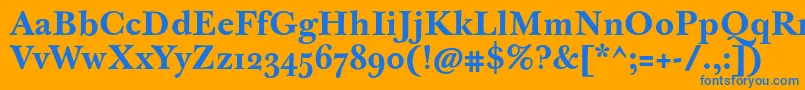 JbaskervilletextBold-Schriftart – Blaue Schriften auf orangefarbenem Hintergrund