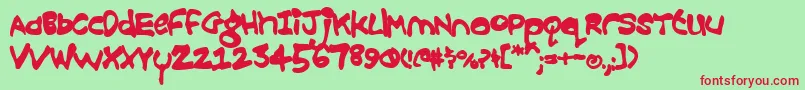 Croobie ffy-Schriftart – Rote Schriften auf grünem Hintergrund