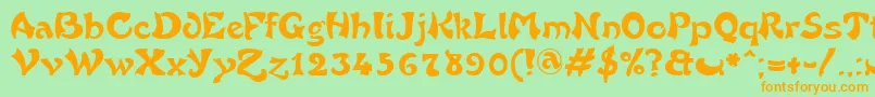 FrenchGrotesque-Schriftart – Orangefarbene Schriften auf grünem Hintergrund