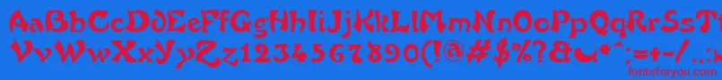 FrenchGrotesque-Schriftart – Rote Schriften auf blauem Hintergrund