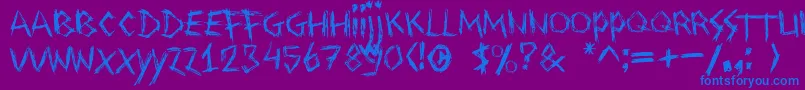 Drawingblood Font – Blue Fonts on Purple Background
