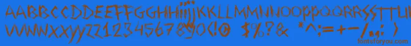 Drawingblood Font – Brown Fonts on Blue Background