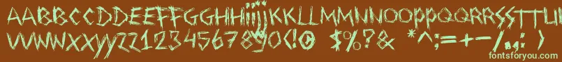 Drawingblood-fontti – vihreät fontit ruskealla taustalla
