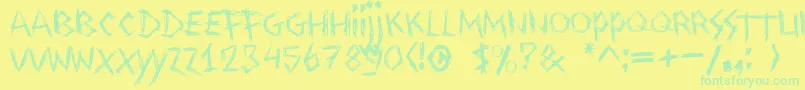 Drawingblood Font – Green Fonts on Yellow Background