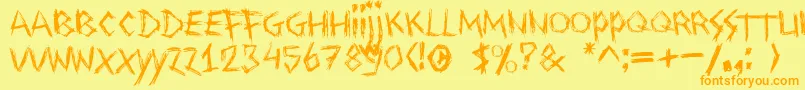 Drawingblood Font – Orange Fonts on Yellow Background