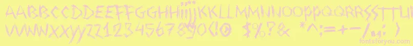 Drawingblood-fontti – vaaleanpunaiset fontit keltaisella taustalla
