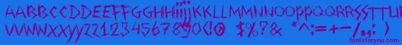 Drawingblood Font – Purple Fonts on Blue Background