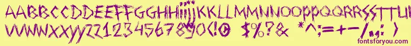 Drawingblood Font – Purple Fonts on Yellow Background