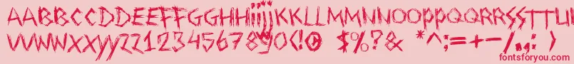 Drawingblood-fontti – punaiset fontit vaaleanpunaisella taustalla