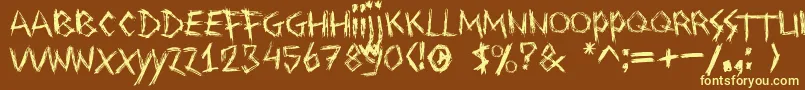 Drawingblood-fontti – keltaiset fontit ruskealla taustalla