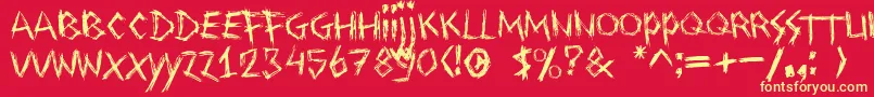 Drawingblood Font – Yellow Fonts on Red Background