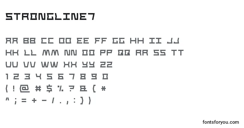 A fonte StrongLine7 – alfabeto, números, caracteres especiais