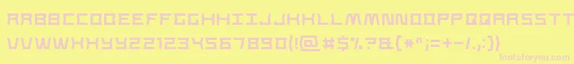 StrongLine7-fontti – vaaleanpunaiset fontit keltaisella taustalla