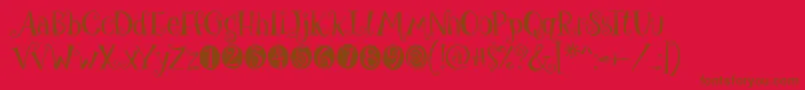 フォントGiveMeSomeSugar – 赤い背景に茶色の文字