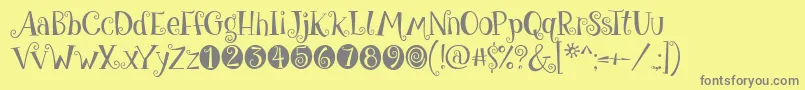 GiveMeSomeSugar-fontti – harmaat kirjasimet keltaisella taustalla