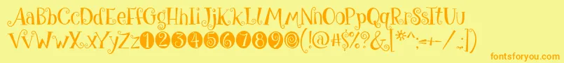 フォントGiveMeSomeSugar – オレンジの文字が黄色の背景にあります。