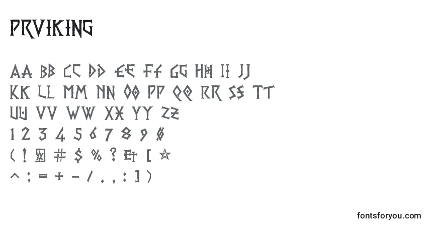 Fuente PrViking - alfabeto, números, caracteres especiales