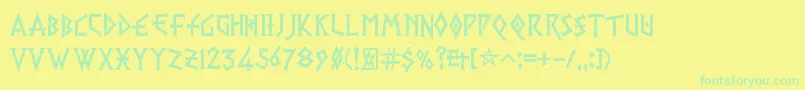 フォントPrViking – 黄色い背景に緑の文字