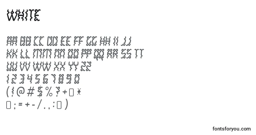 Czcionka White – alfabet, cyfry, specjalne znaki
