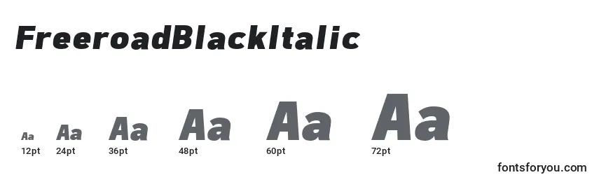 Размеры шрифта FreeroadBlackItalic
