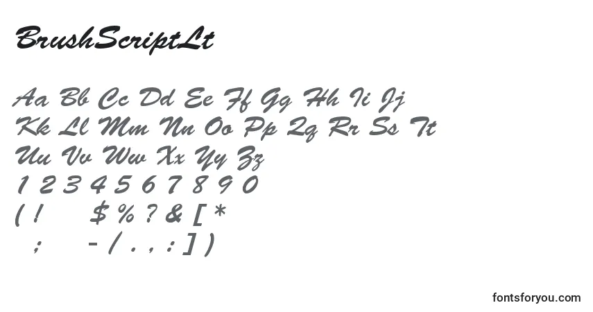 Czcionka BrushScriptLt – alfabet, cyfry, specjalne znaki