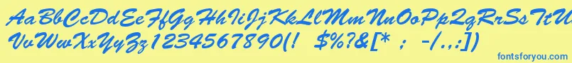 Шрифт BrushScriptLt – синие шрифты на жёлтом фоне