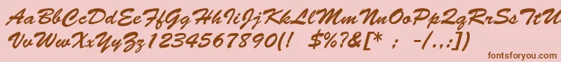 Fonte BrushScriptLt – fontes marrons em um fundo rosa