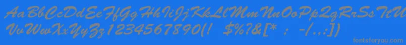 BrushScriptLt-Schriftart – Graue Schriften auf blauem Hintergrund