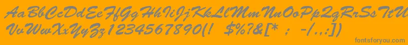 Lisätietoja BrushScriptLt-fontista BrushScriptLt-fontti – harmaat kirjasimet oranssilla taustalla