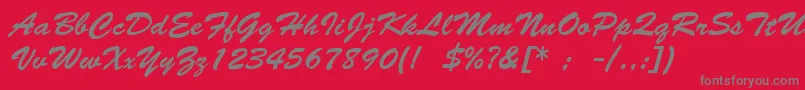 BrushScriptLt-fontti – harmaat kirjasimet punaisella taustalla