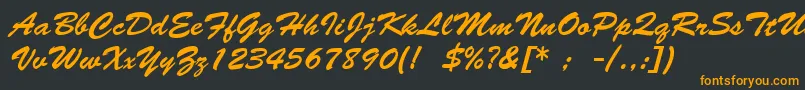 フォントBrushScriptLt – 黒い背景にオレンジの文字