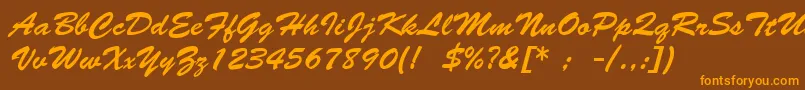 BrushScriptLt Font – Orange Fonts on Brown Background