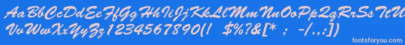 Więcej informacji o czcionce BrushScriptLt Czcionka BrushScriptLt – różowe czcionki na niebieskim tle