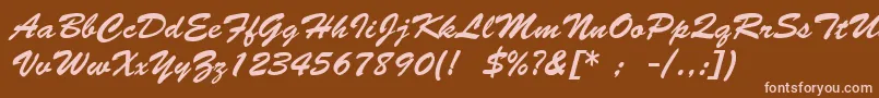 BrushScriptLt-Schriftart – Rosa Schriften auf braunem Hintergrund