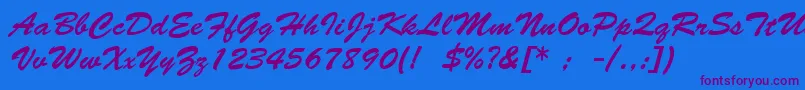BrushScriptLt Font – Purple Fonts on Blue Background