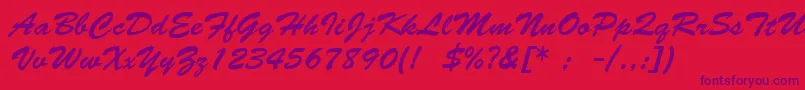 BrushScriptLt Font – Purple Fonts on Red Background